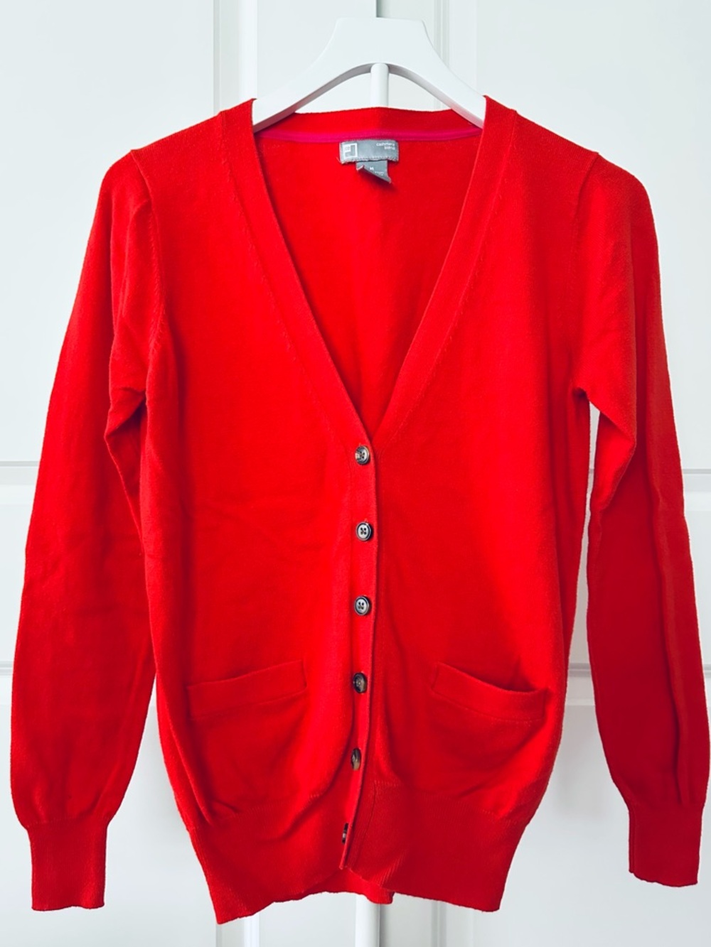 Women’s JCP Cashmere Red V-Neck Button Cardigan Size M